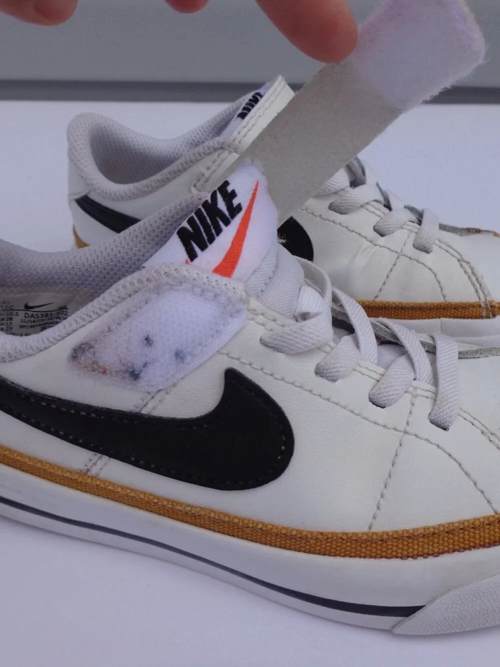 Nike Court Legacy Little Kids' Shoes Leather White Hook-Loop Strap Size 11 C